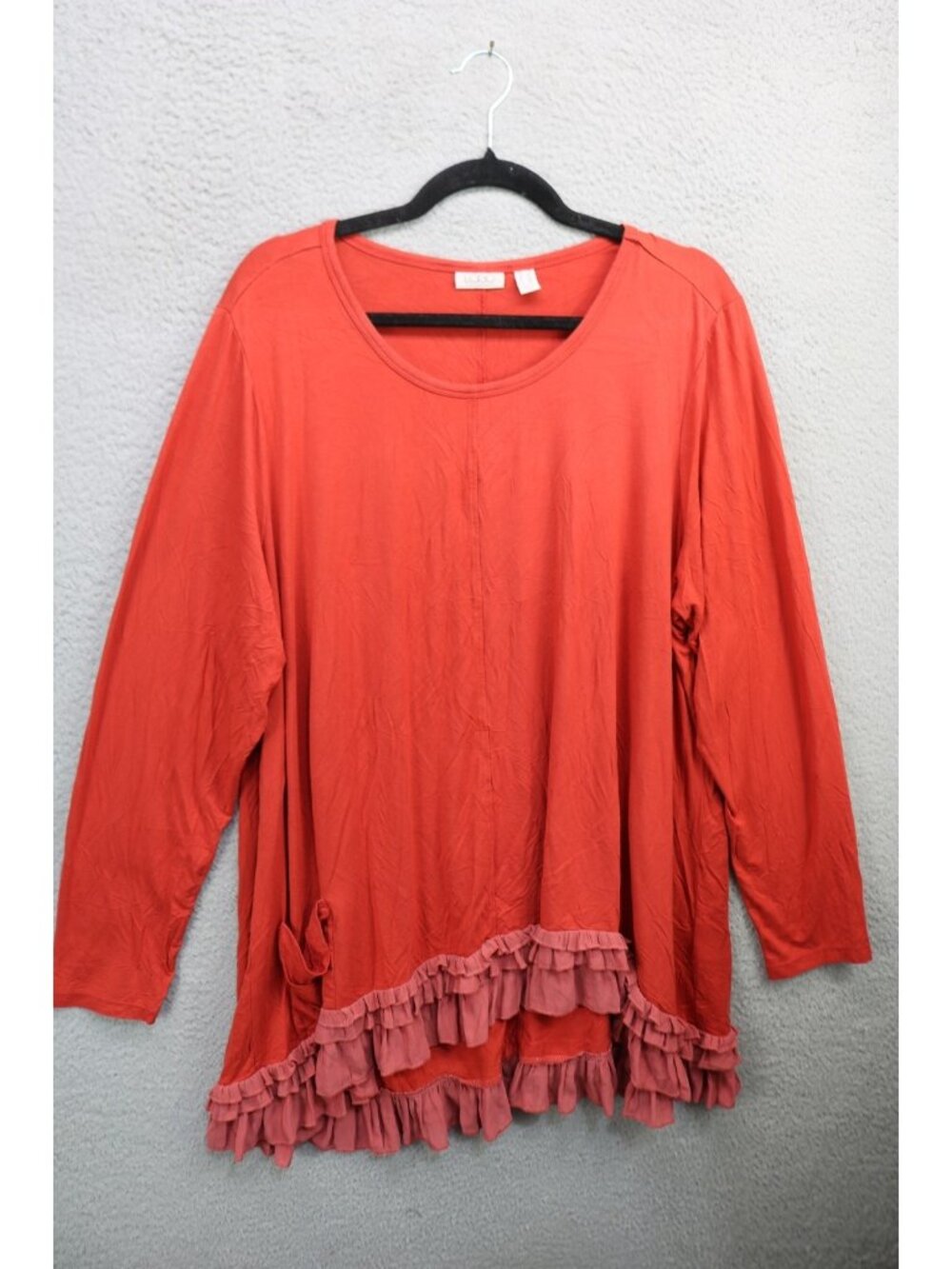 LOGO by Lori Goldstein Orange Hi-Lo Tunic-2X-Ruffles-Pocket-Fall-Soft